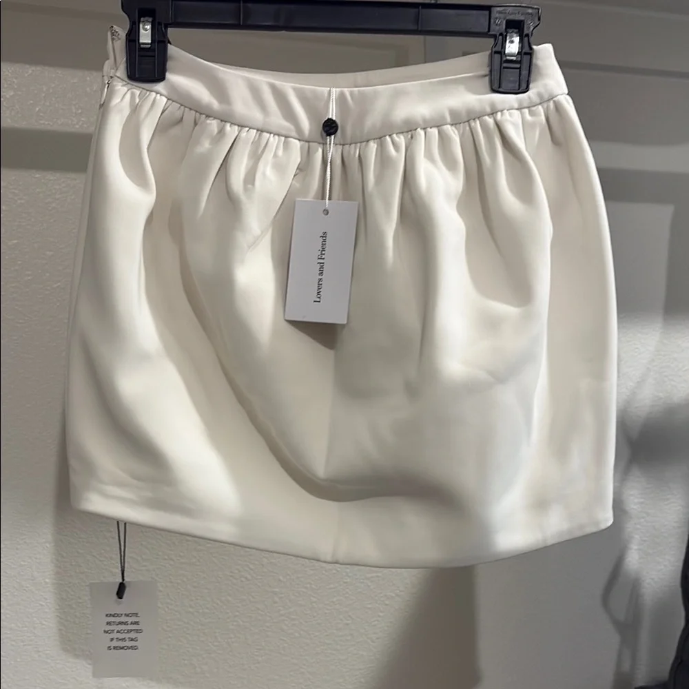 Lovers + Friends Cream Gathered Mini Skirt